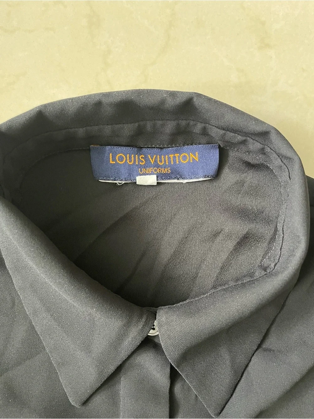 Louis Vuitton Uniform Black Long Sleeve Pleated Cuff Button-Up Blouse